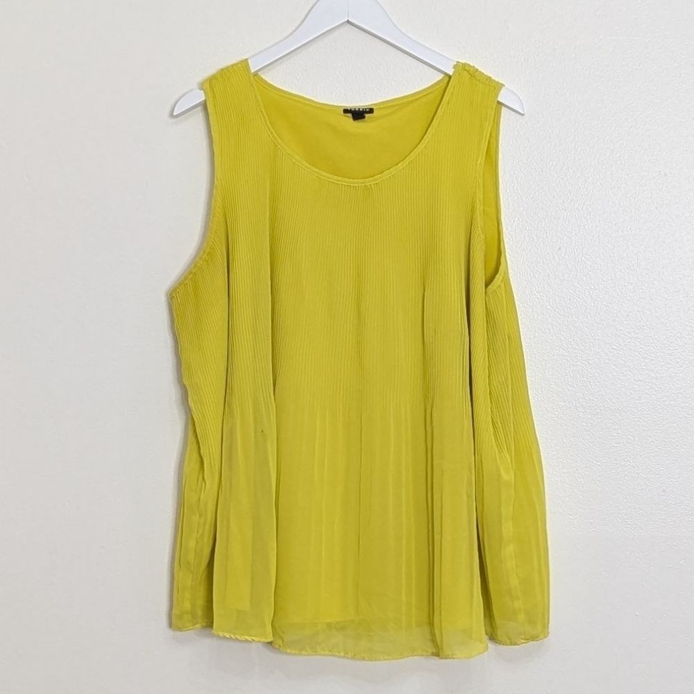 Torrid Blouse Size 1 Yellow Sleeveless Chiffon Neon 1X